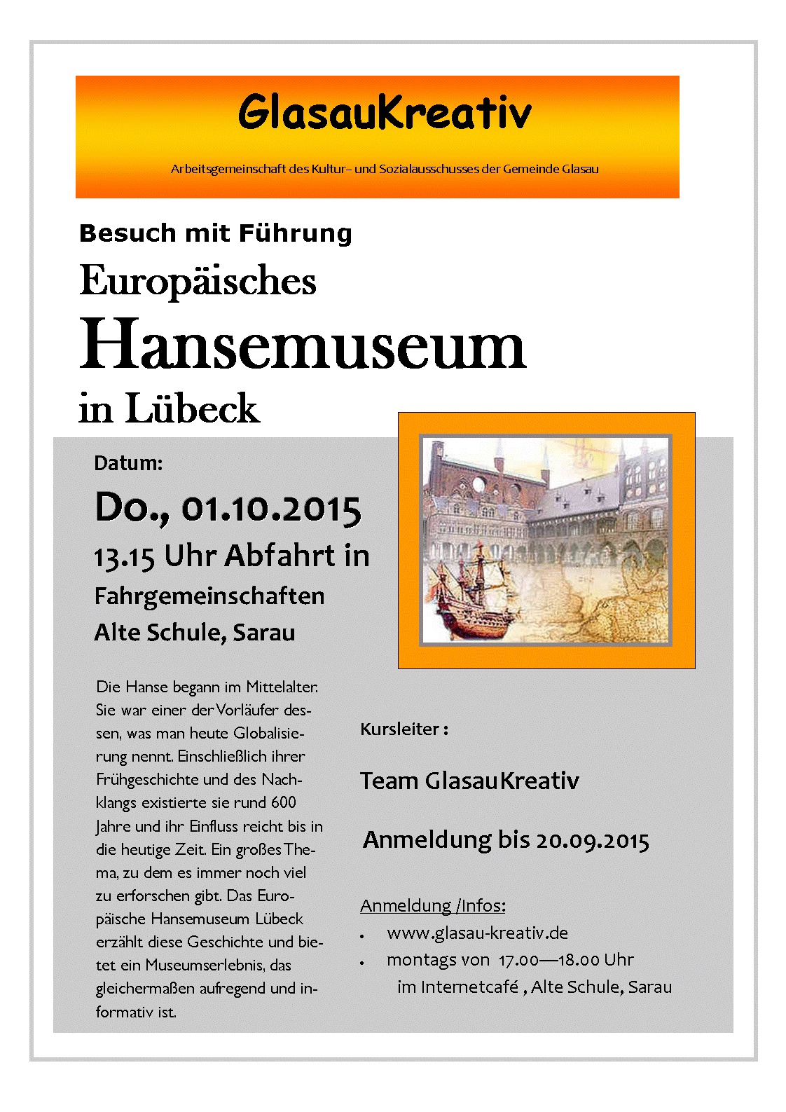 Plakat GlasauKreativ-Hansemuseum