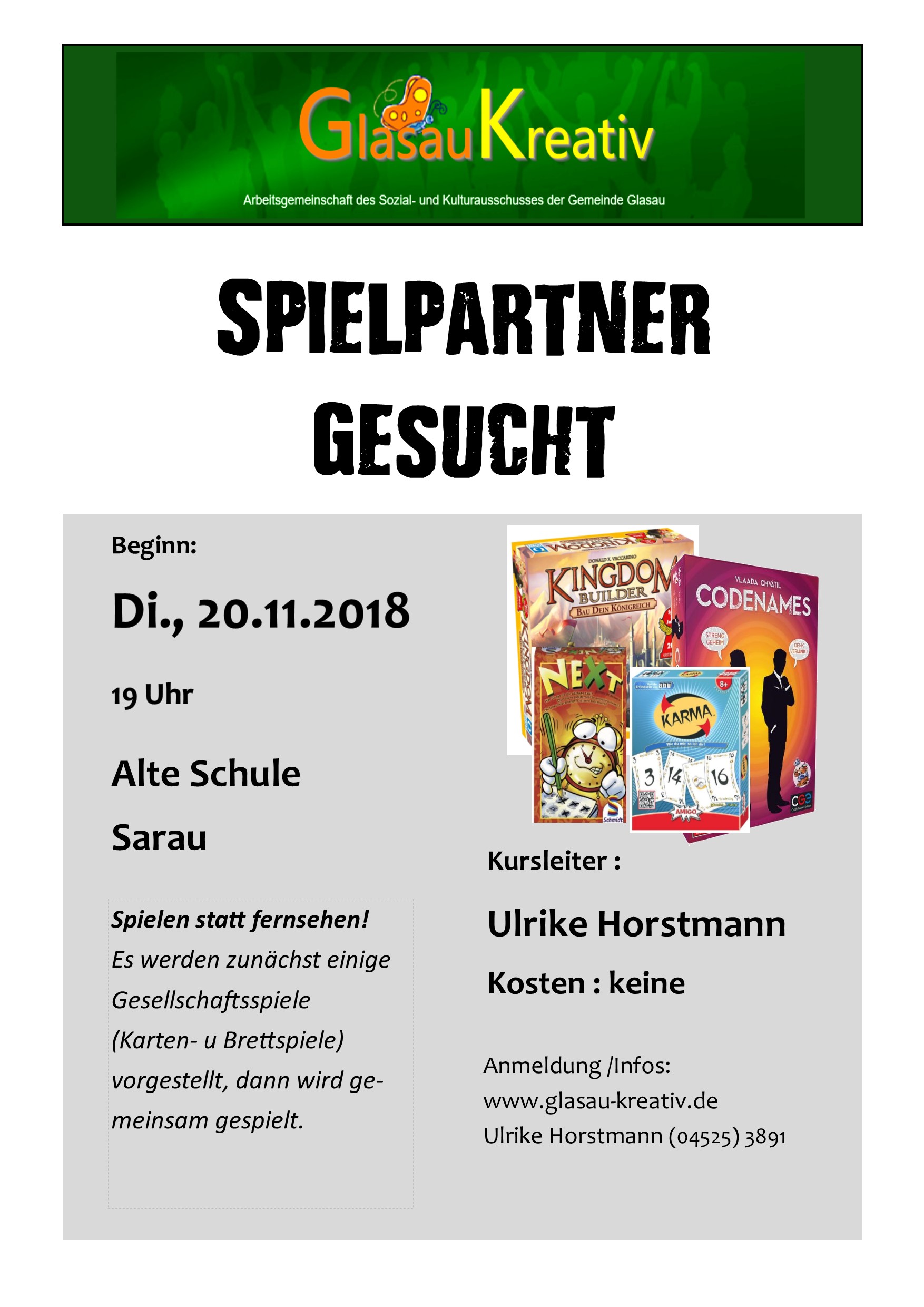 Spielpartner gesucht 2018